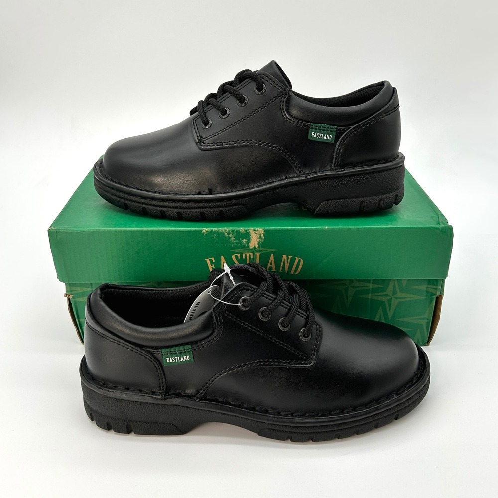 Kids Oxford Dress Shoes Eastland Plainview Size 4 Big Kids Black Leather NEW